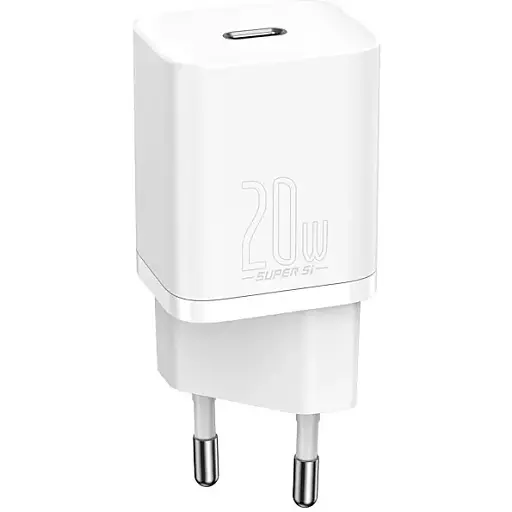Блок зарядний адаптер Baseus Super Si Quick Charger 20 W USB-C (CCSUP-B02) білий - фото 1