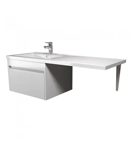 Тумба Мойдодир Wing 60-А-W з умивальником Rodeo 120 L з крилом над пралкою підвісна Білий - фото 5