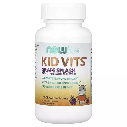Мультивітаміни та мінерали для дітей смак винограду Kid Vits Now Foods 120 жувальних таблеток