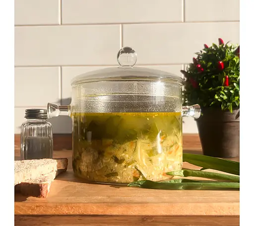 Стеклянная кастрюля круглой формы с крышкой, 1.5 л, S&T Прозрачный 87670 - фото 1