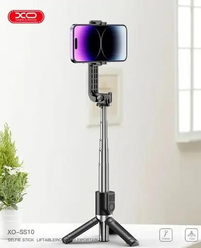 Монопод трипод беспроводной XO SS10 Mini Bluetooth 80 см селфи палка штатив с зеркалом и треногой Черный - фото 4