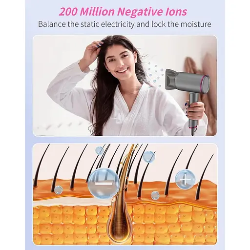 Портативний фен з іонізацією, з насадкою-дифузором, складана ручка 1600 Вт - фото 3
