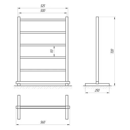 Электрический полотенцесушитель Laris Зебра Феличия ЧК6 500x700 Э напольный 77700077 - фото 4