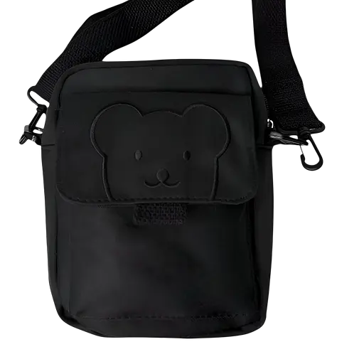 Детская сумка кросс-боди Мишка Тедди в корейском стиле 22х16х6 см черная (25-578)