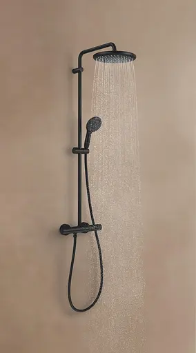 Душова система з термостатом для настінного монтажу Grohe Tempesta System 250 266702431, Чорний матовий - фото 5