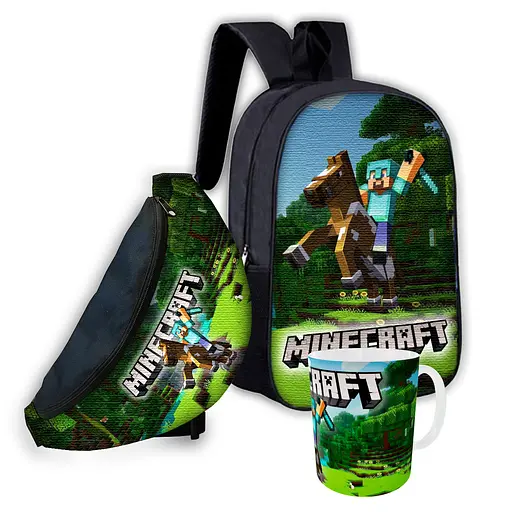 Набір дитячий майнкрафт "Minecraft" рюкзак, сумка-бананка, кружка (00269)