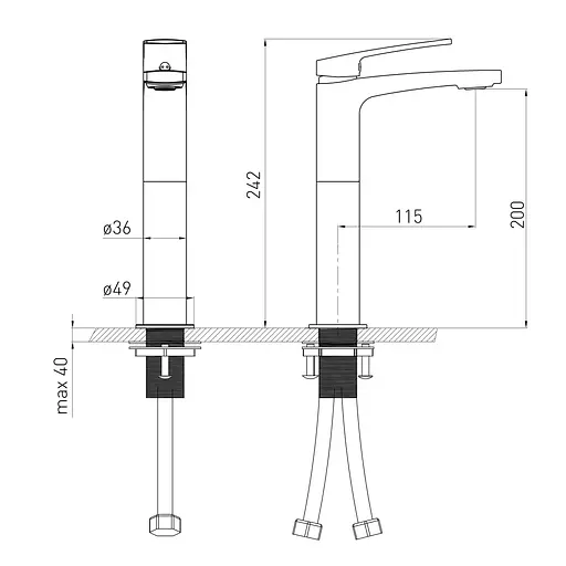 Змішувач для умивальника високий Volle Cante 26 мм pistola gris 1512.011305 Графіт - фото 2