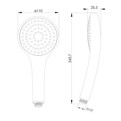 Ручной душ Imprese 110 мм, 1 режим хром f03600101BC, Хром - фото 2