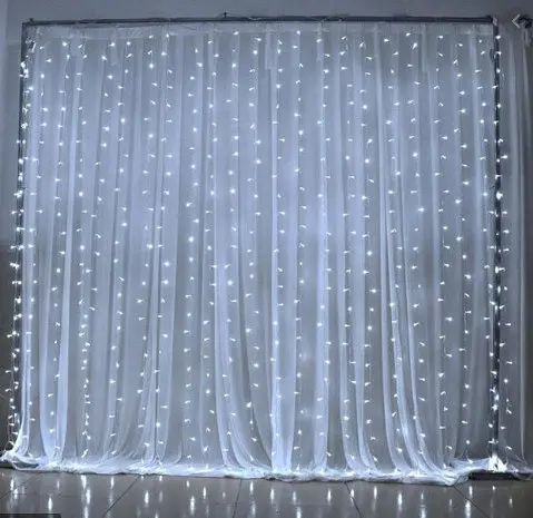 Гірлянда штора завіса Водоспад 3х3 м 280 LED велика лампа 3D (білий шнур, з перехідником) Білий - фото 5
