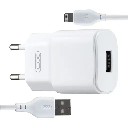 Сетевое зарядное устройство для XO L73 EU 2.4A Single port charger with lightning cable Белый - фото 1