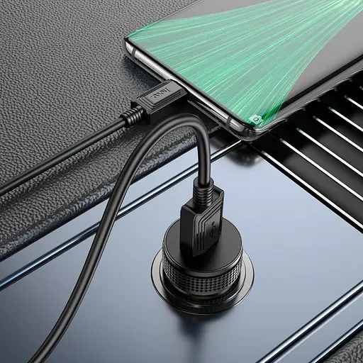 Адаптер автомобильный HOCO Micro USB Cable Level single port car charger Z49A 18W black - фото 3