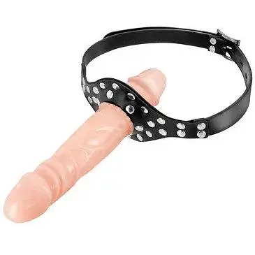 Кляп с двойным фаллоимитатором Fetish Tentation - Double Penis Gag Flesh