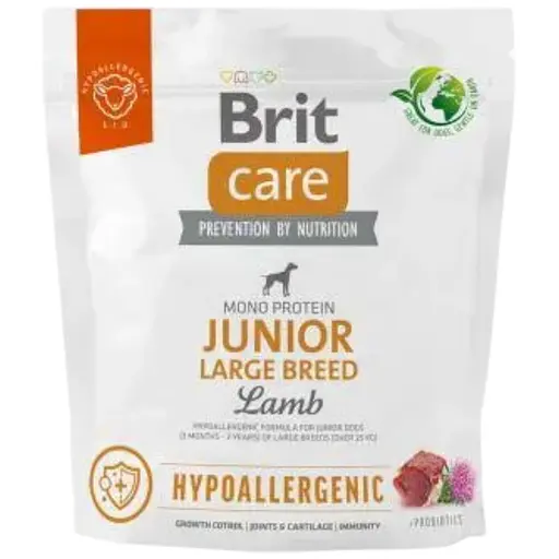Сухой корм Brit Care Dog Hypoallergenic Junior Large Breed для молодых собак крупных пород, гипоаллергенный с ягненком, 1 кг - фото 1