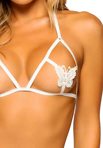 Комплект Leg Avenue Open cup bra and pearl panty White - фото 3