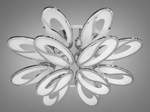 Плоская люстра с пультом, диммером и LED подсветкой, 190Вт, хром. - фото 4