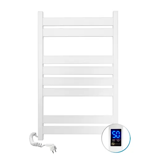Электрический полотенцесушитель Navin Largo 500x800 Sensor левосторонний с таймером, белый бархат 12-844153-5080, Белый матовый, Левое, Электронный - фото 4