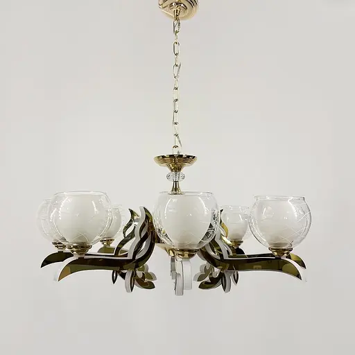 Люстра со светодиодным золотым корпусом и 8 двойных плафонов Line F | Ст. 81181/8 GD - фото 1