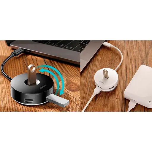 USB-хаб Baseus Round Box 4-Port USB-C 0.1 м Black (CAHUB-G01) [77933] - фото 10