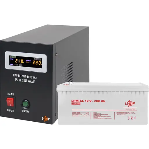 Источник бесперебойного питания (ИБП) LogicPower LPY-B-PSW-1000VA + LPM-GL батарея 12V - 200Ah (5870) [110448]