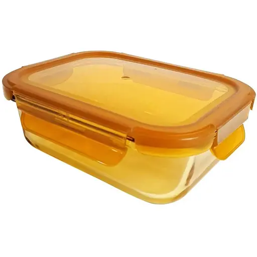 Харчовий контейнер Vittora скляний з пластиковою кришкою Бурштин 1040 мл VT-7810 (127041)