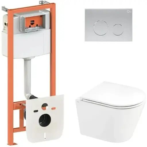 Набір Q-tap Nest 4 в 1 підвісний унітаз Scorpio Ultra Quiet 520x365x365 + комплект інсталяції QT1433053EUQW45166 - фото 1