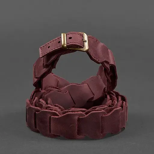 Женский кожаный бохо-ремень BlankNot бордовый - фото 2