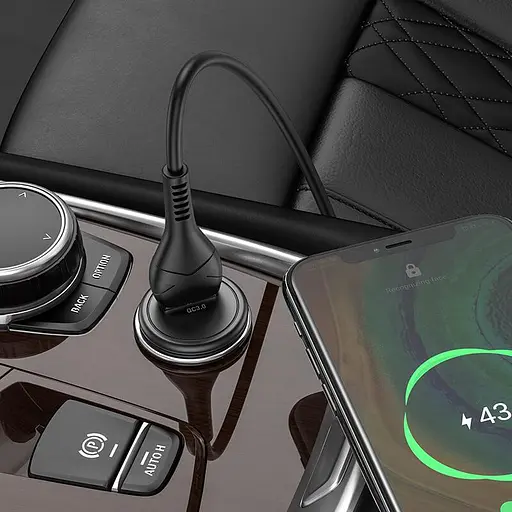 Адаптер автомобильный HOCO Z43 Mighty + Type-C Cable single port car charger 1USB 18W черный - фото 5