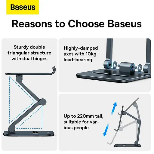 Тримач Baseus Desktop Biaxial Foldable Metal Stand (for Phones 7") (LUSZ000013) - фото 8