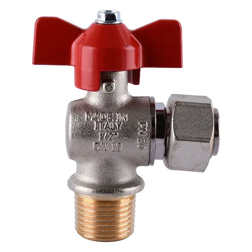 Кран шаровый котловий 1/2″ 301202R угловой с накидной гайкой Tecnovielle S.p.A. - фото 1