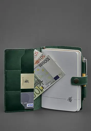 Кожаный блокнот (Софт-бук) 4.0 зеленый Crazy Horse - фото 3