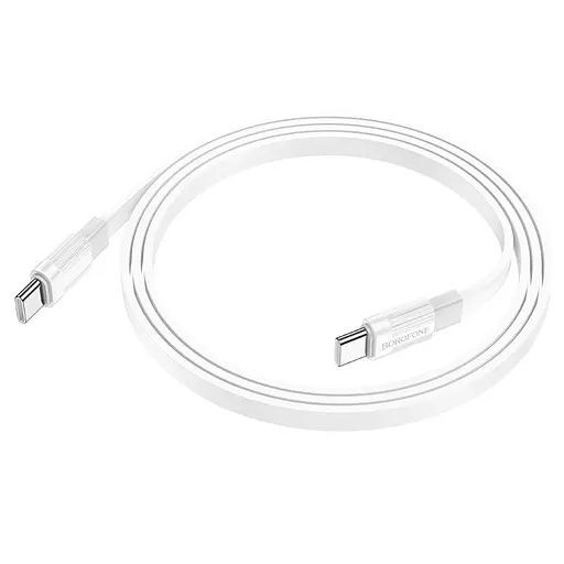 Кабель плоский Borofone BX89 Union Type-C to Type-C 60 W 1 м білий із сірим