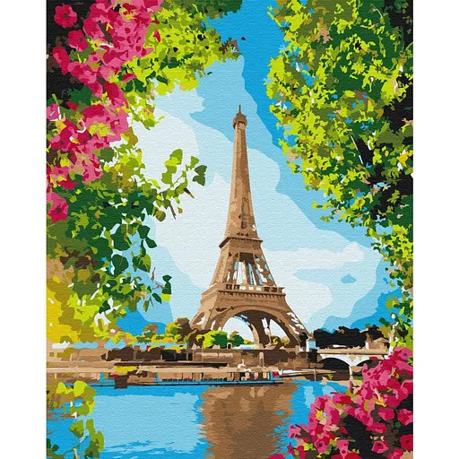 Картина по номерам Цветочный вид на Эйфелеву башню Brushme 40x50 см разноцветная 000221080