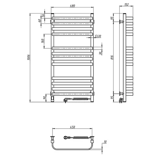 Электрический полотенцесушитель Navin Stugna 480x1000 Sensor правая белая 12-028153-3680, Белый, Правое, Электронный - фото 7