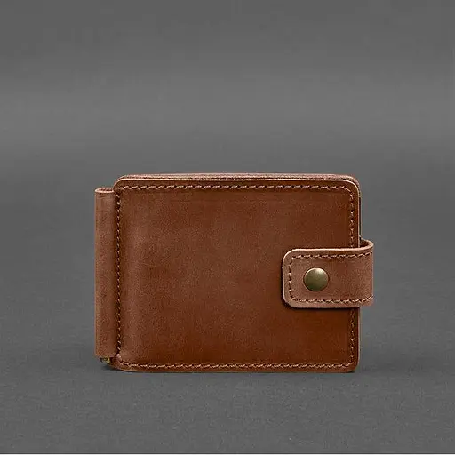 Кожаный портмоне 13.1 зажим с хлястиком светло-коричневый Crazy Horse - фото 10