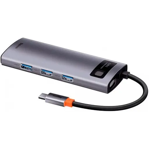 USB-хаб Baseus Metal Gleam Series 5 в 1 Multifunctional Gray (WKWG020013) [96294] - фото 3