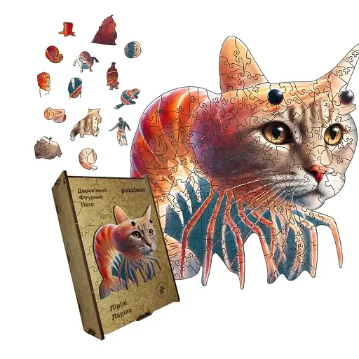 Деревянный фигурный пазл Лирили Ларилла, А3, Картонная коробка 200 элементов.