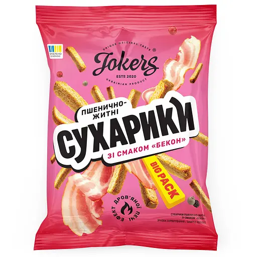 Сухарики JokerS пшенично-житні зі смаком бекону 100 г