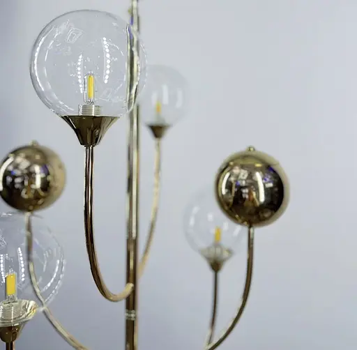 Люстра з скляними та металевими плафонами з дугоподібними ріжками Line.F CA 16-4 - фото 7