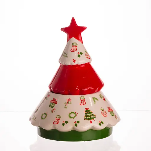 Цукерниця новорічна Yiwu порцелянова Ялинка Ø15 (см) ваза цукерниця CR-1-21 - фото 2