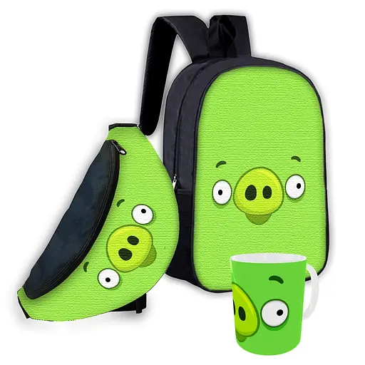Набір дитячий Енгрі Бердс рюкзак 36х27см сумка-бананка, кружка з принтом для хлопчика (01641)