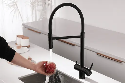 Cмеситель для кухни на две воды гибкий излив черный Nett GFВ-56 Черный матовый - фото 2