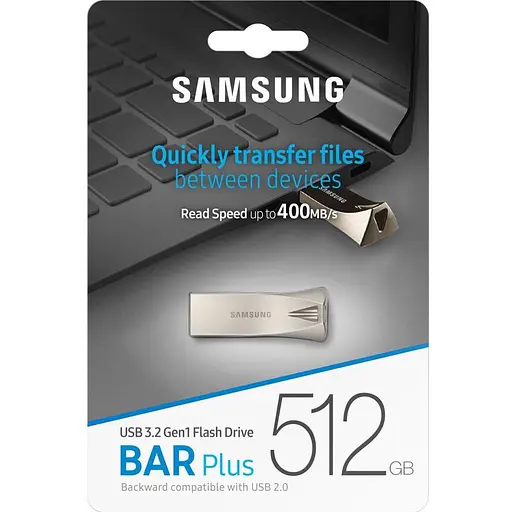 USB флеш-накопичувач Samsung Bar Plus 512GB USB-A 3.2 Champagne Silver (MUF-512BE3/APC) [136857] - фото 7