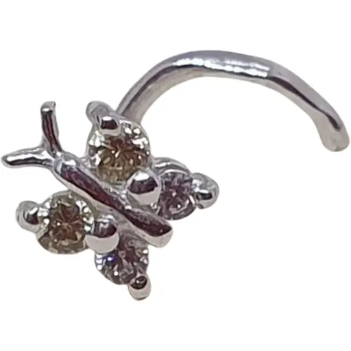 Срібна сережка-пірсинг в ніс Dear. 1041.2С Шампань