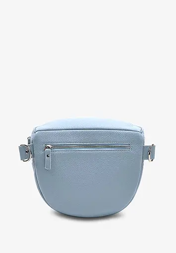 Шкіряна сумка поясна-кроссбоді Vacation блакитна флотар - фото 4