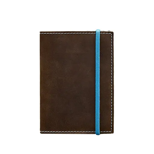 Кожаная обложка для паспорта 1.0 темно-коричневая с бирюзовым. - фото 7