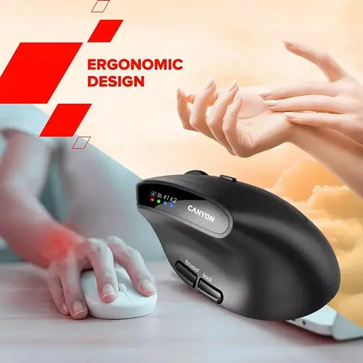 Миша Canyon mouse MW-25 Ergonomic LED AA Dual mode Wireless Black (CNS-CMSW25) - фото 10