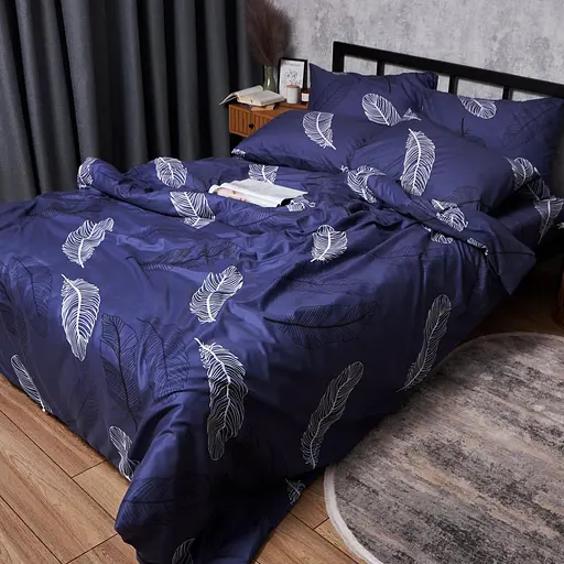 Комплект постельного белья Moon&Star Микросатин Premium Night Feathers Полуторный Евро 160х220 наволочки 2х70х70 - фото 8