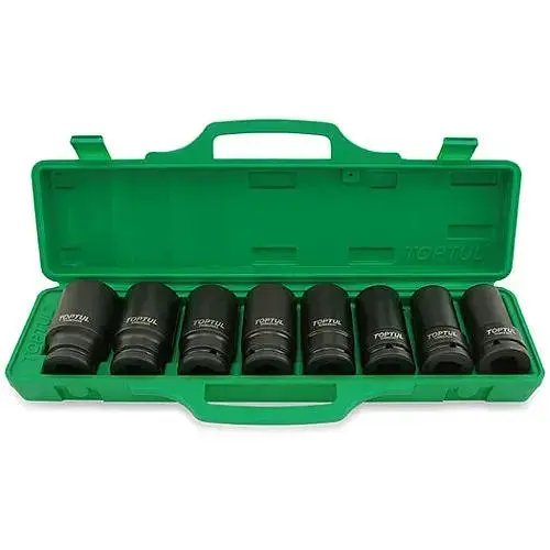 Комплект длинных ударных головок для шиномонтажа 3/4, 24-38 мм, 8 шт. Toptul hoz0007640 - фото 1