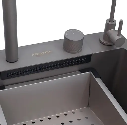 Кухонная мойка Kroner KRP Schwarze - SET7545NG PVD (3.0/0.8 мм) (CV033806) - фото 4