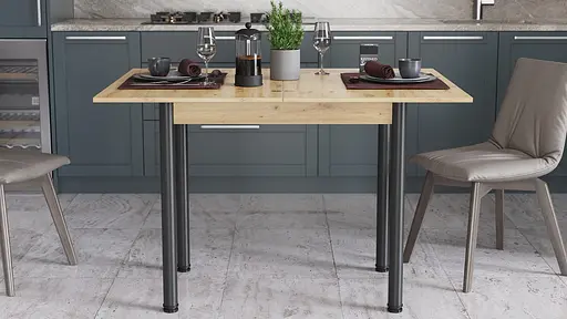 Обідній стіл-формер розкладний Берта Ferrum-decor 750x1200x900 Чорний метал ДСП Дуб Артізан 16 мм (FRD-105176)